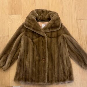 Vintage Brown Faux Fur Coat